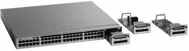 图 2.	带 4 个千兆位以太网、2 个万兆位以太网 SFP+ 或 4 个万兆位以太网 SFP+ 接口的网络模块